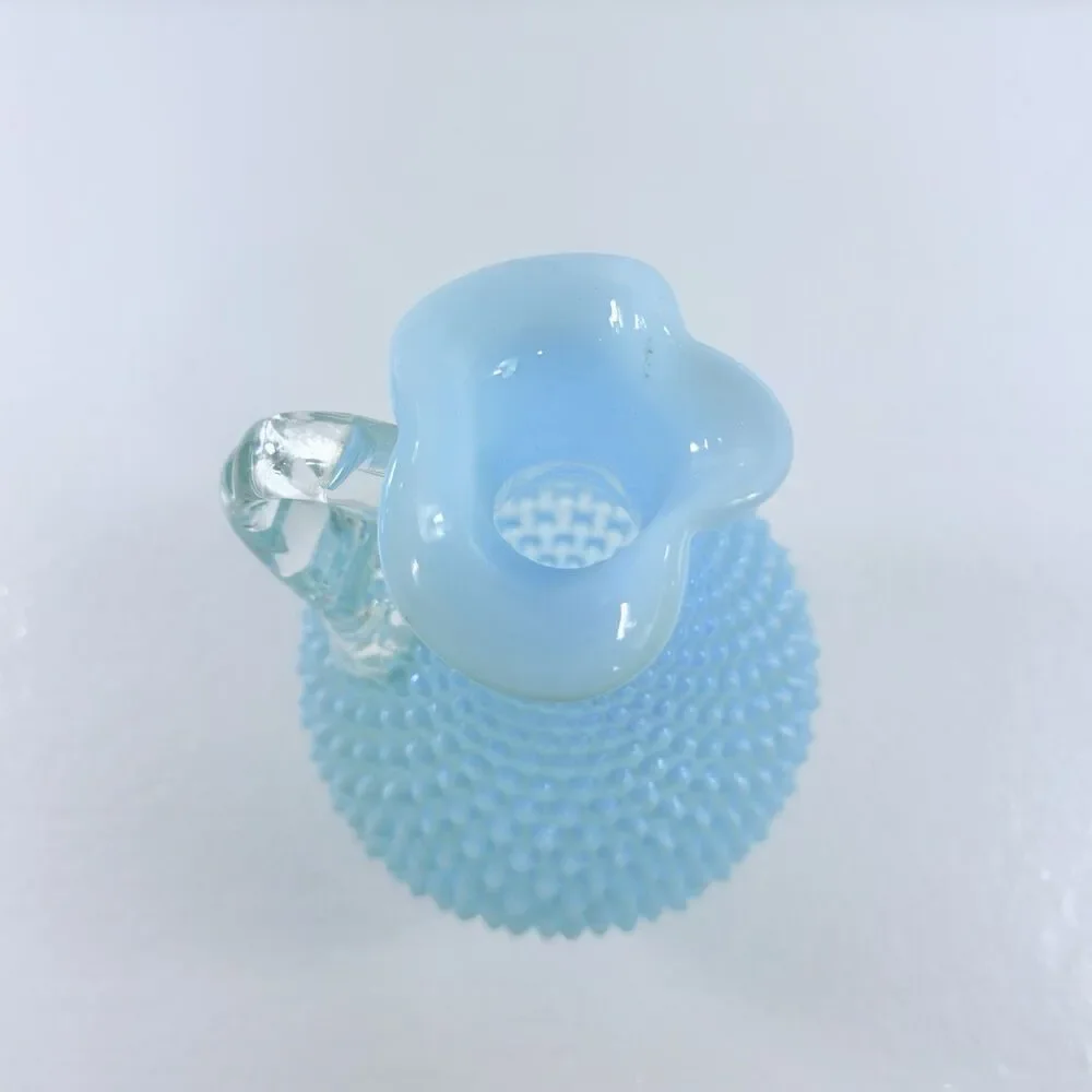 Vintage Fenton Glass Blue Opalescent Hobnail Wine Decanter Pitcher W/ Stopper